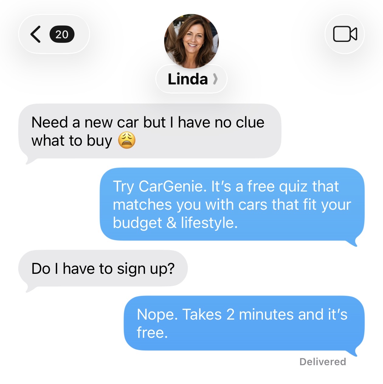 CarGenie.co Facebook ad: Take the free smart quiz, no signup or personal info…