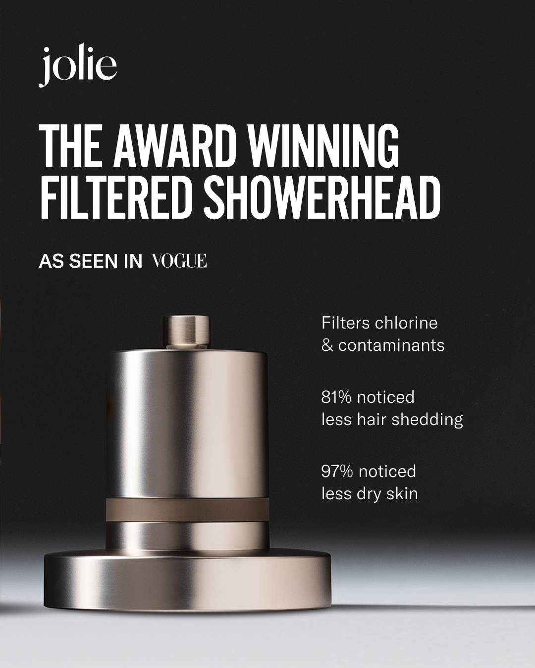 Jolie Facebook ad: Jolie is the only clinically proven shower filter…