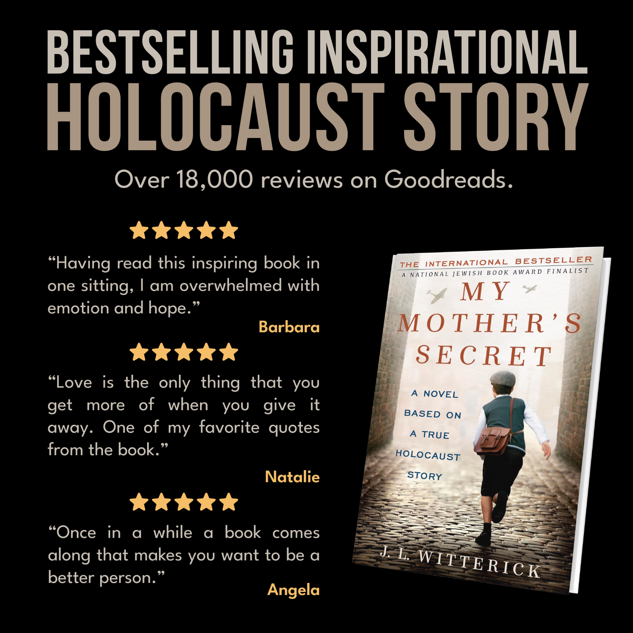 JL Witterick Facebook ad: My Mother's Secret: A Novel Based on a True Holocaust Story