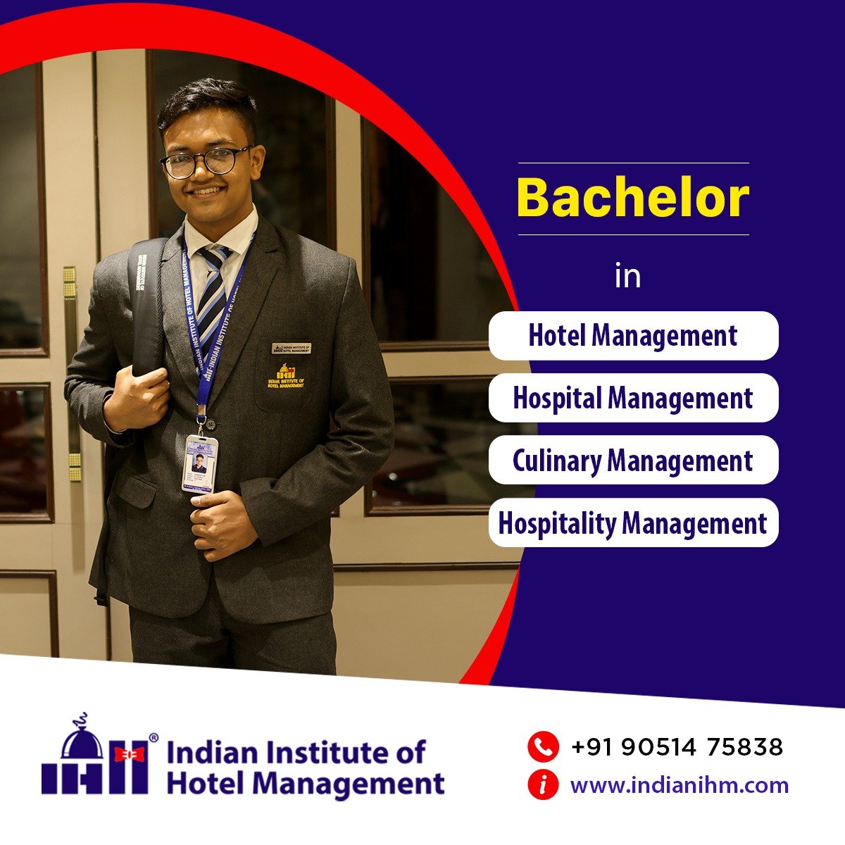 Indian Institute of Hotel Management Facebook ad: Turn your passion for hospitality into a global…
