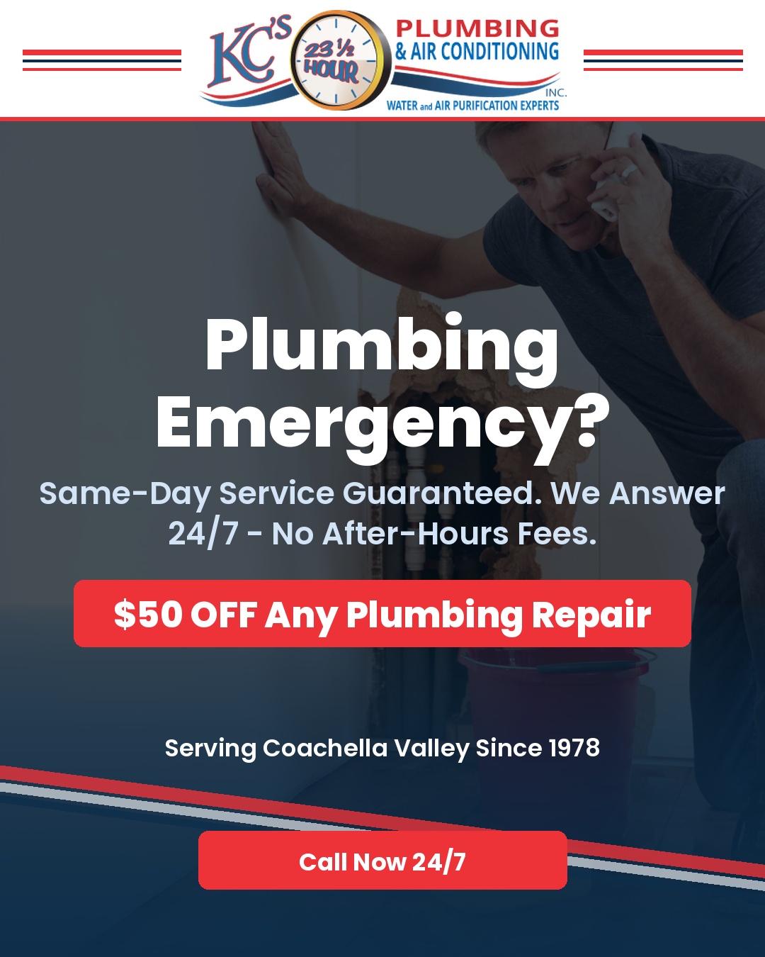 KC's 23 1/2 Hour Plumbing and Air Conditioning Facebook ad