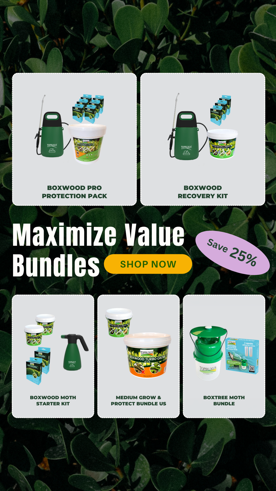Topbuxus Garden Care Facebook ad from May 13, 2026