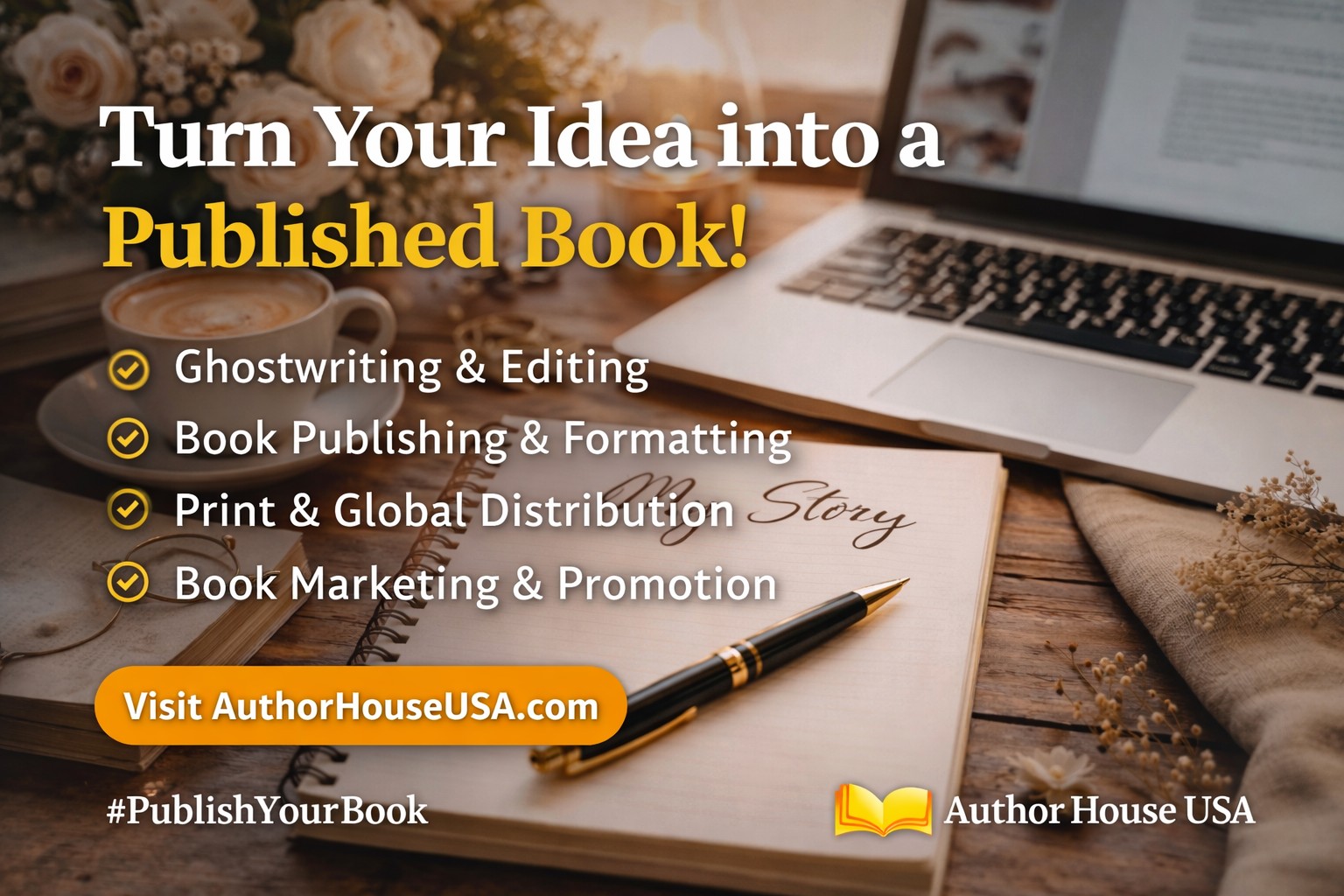 Author House Facebook ad: Have a book idea sitting in your notes?