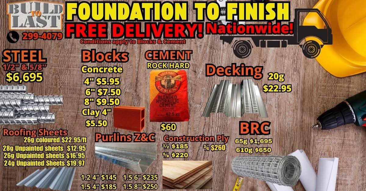 Build to Last Hardware and Roof Manufacturing Ltd Facebook ad: Foundation to Finish!