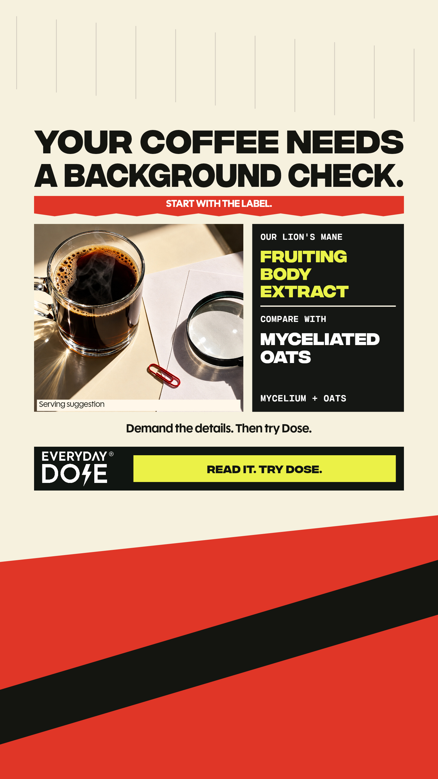 Everyday Dose Facebook ad: Pour Yourself Coffee That Does More