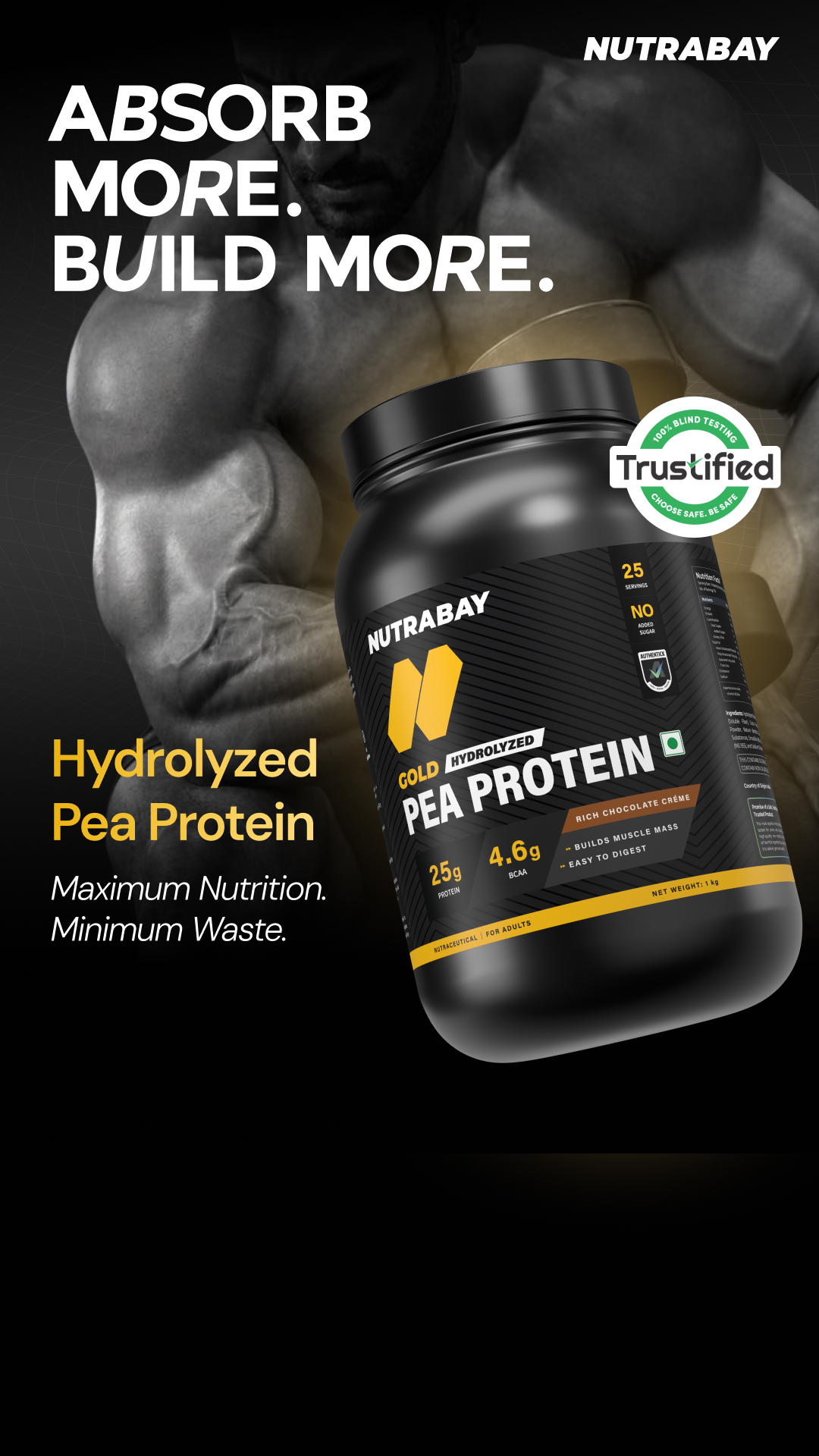 Nutrabay.com Facebook ad: Nutrabay Gold Pea Protein is hydrolyzed for easier…