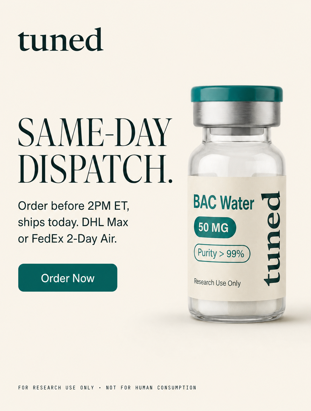 Tuned Research Facebook ad: Every Compound. One Standard.