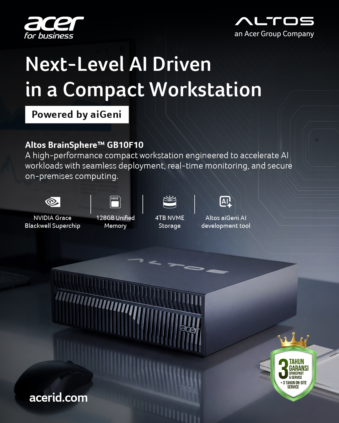 Acer Indonesia Facebook ad: aiGeni AI Workstation
