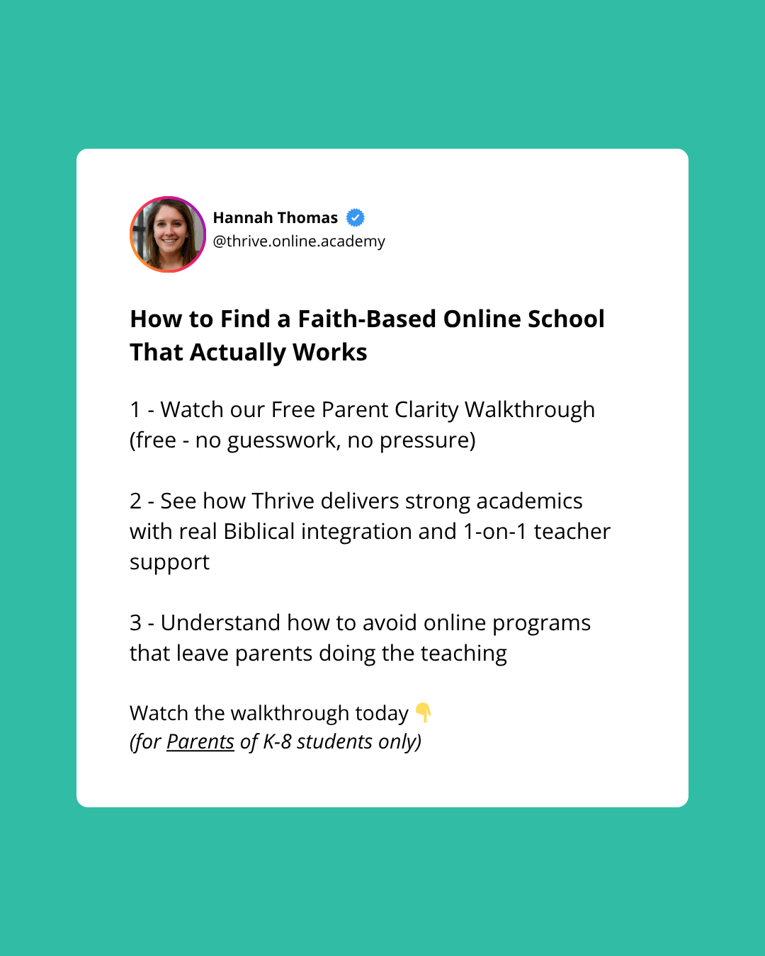 Thrive Online Academy Facebook ad from Apr 27, 2026