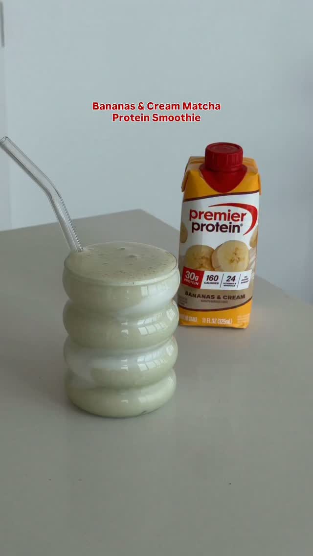 Premier Protein Facebook ad: We heard banana and matcha were having a…