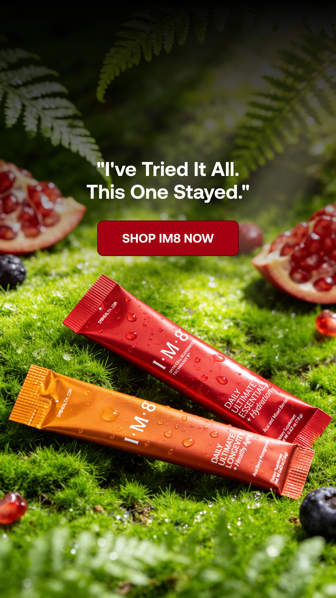 IM8 Facebook ad: Perform Now. Thrive Tomorrow. The Beckham Stack.