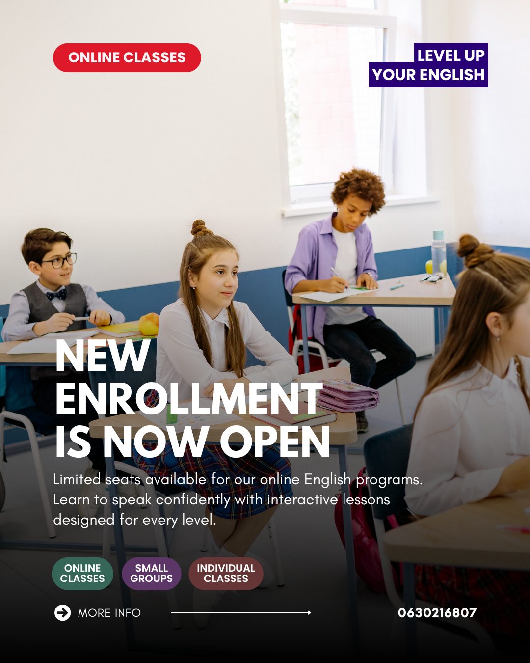 Level Up your English Facebook ad: Limited seats
