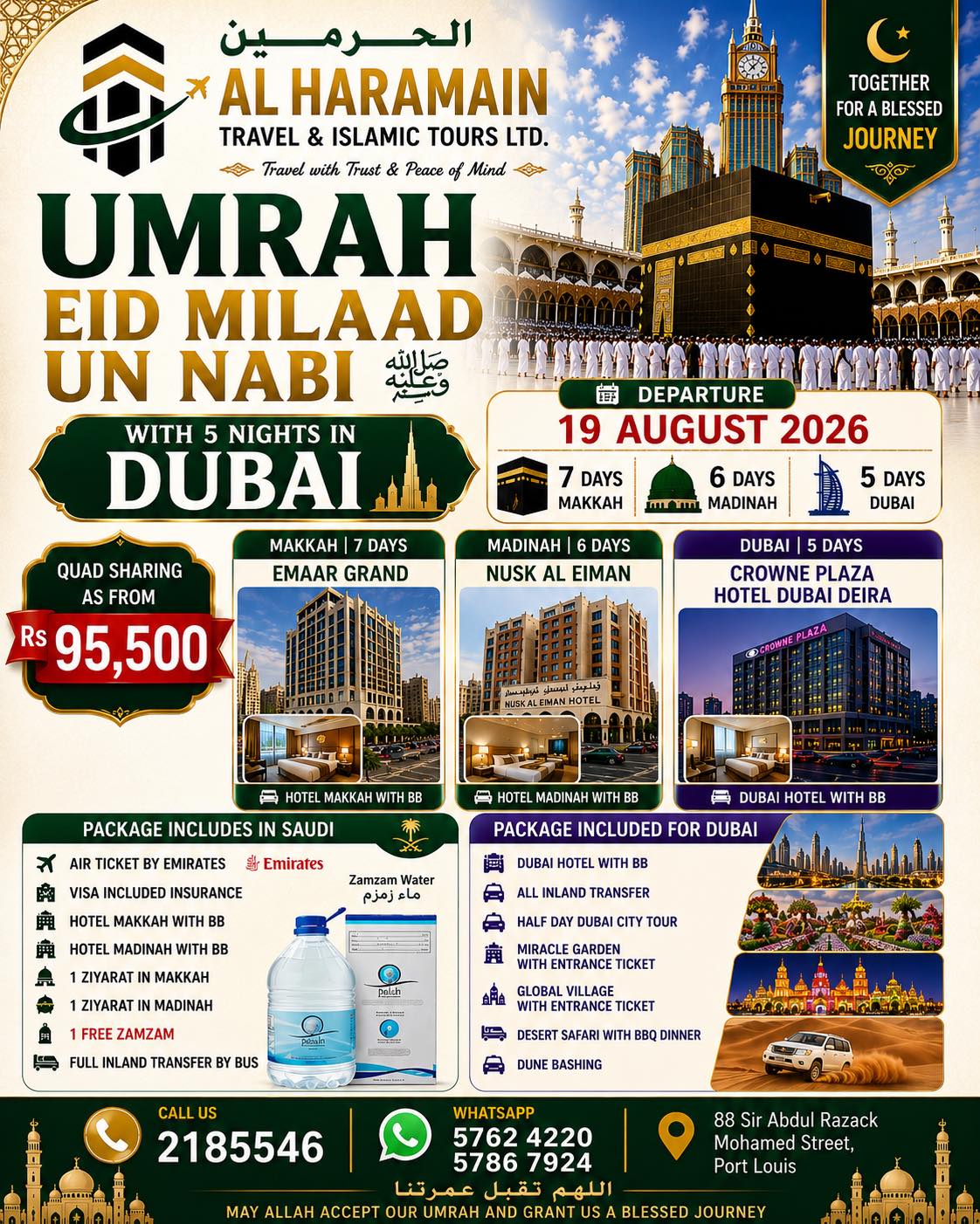Al Haramain Travel & Islamic Tours Ltd Facebook ad: UMRAH, EID MILAAD UN NABI ﷺ