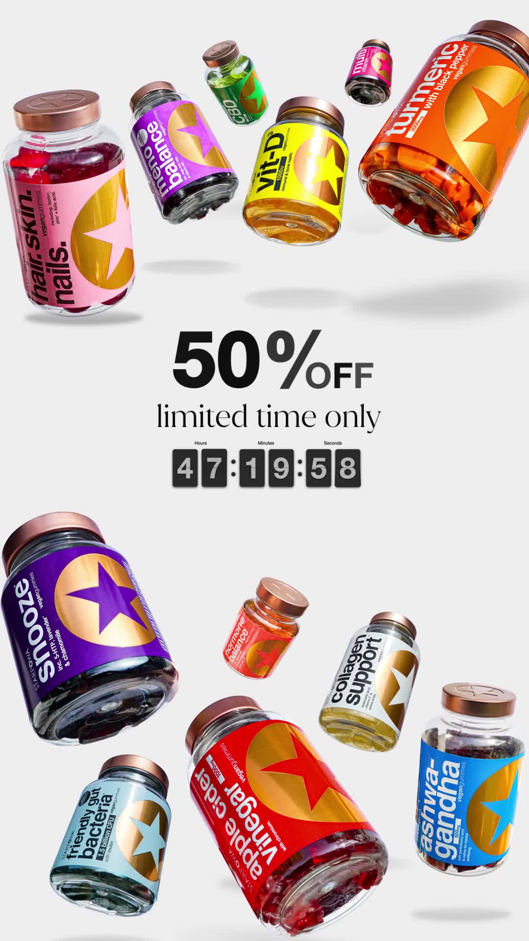 STARPOWA Facebook ad: 50% Off Your First Order