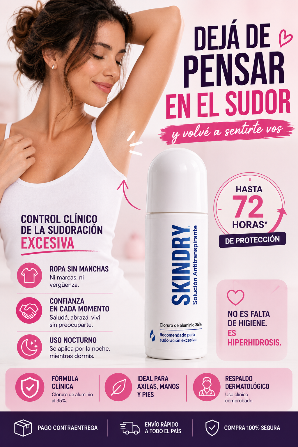 SuperShop Facebook ad: Dejá de pensar en el sudor y volvé a sentirte vos.