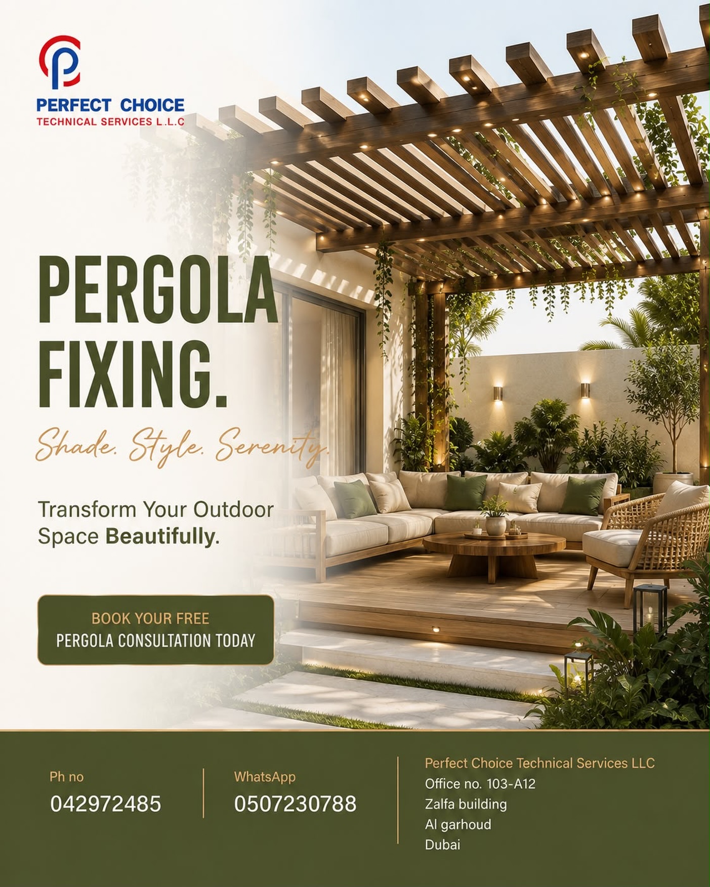 Perfect Choice Technical Service Facebook ad: Transform your outdoor space into a beautiful retreat.