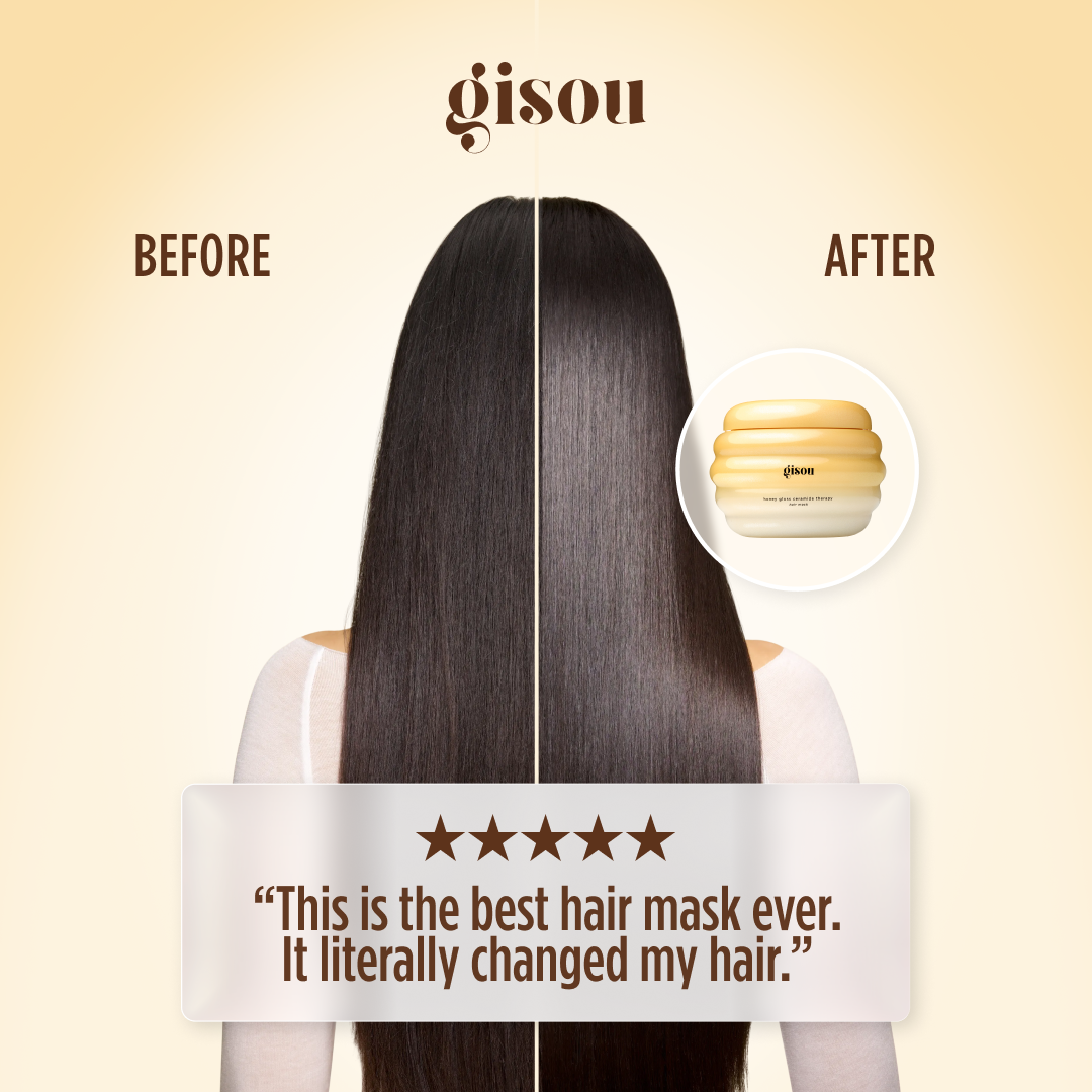 Gisou Facebook ad: Gisou Honey Gloss Ceramide Therapy Hair Mask.