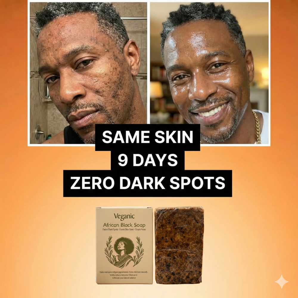 TryVeganic Facebook ad: African Black Soap, Clear, Even, Glowing Skin