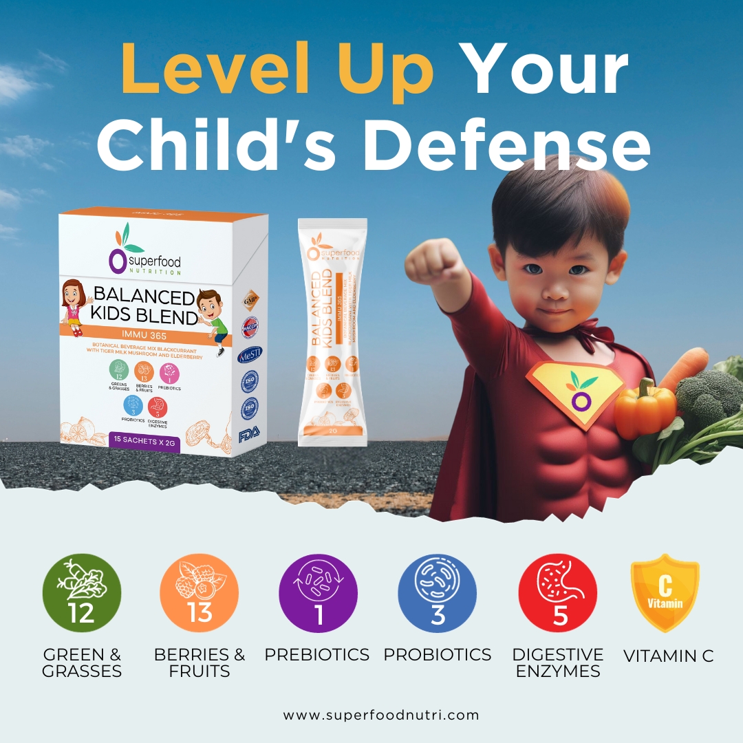 Superfood Nutrition Facebook ad: Ready to level up your child's defense?