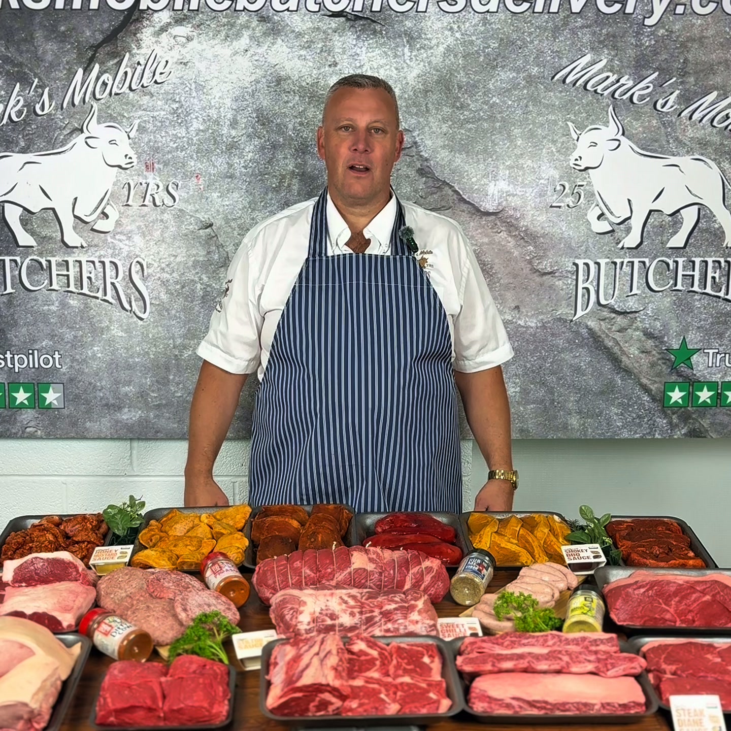 Marks Mobile Butchers Delivery Facebook ad: Trustpilot Rated Excellent
