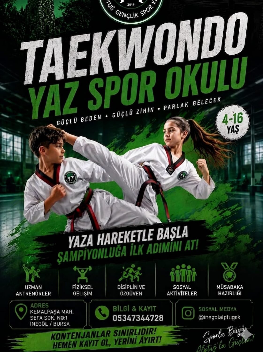 İnegöl Alptuğ Gençlik Spor Kulübü Facebook ad: Yaz Kursumuz Başladı!