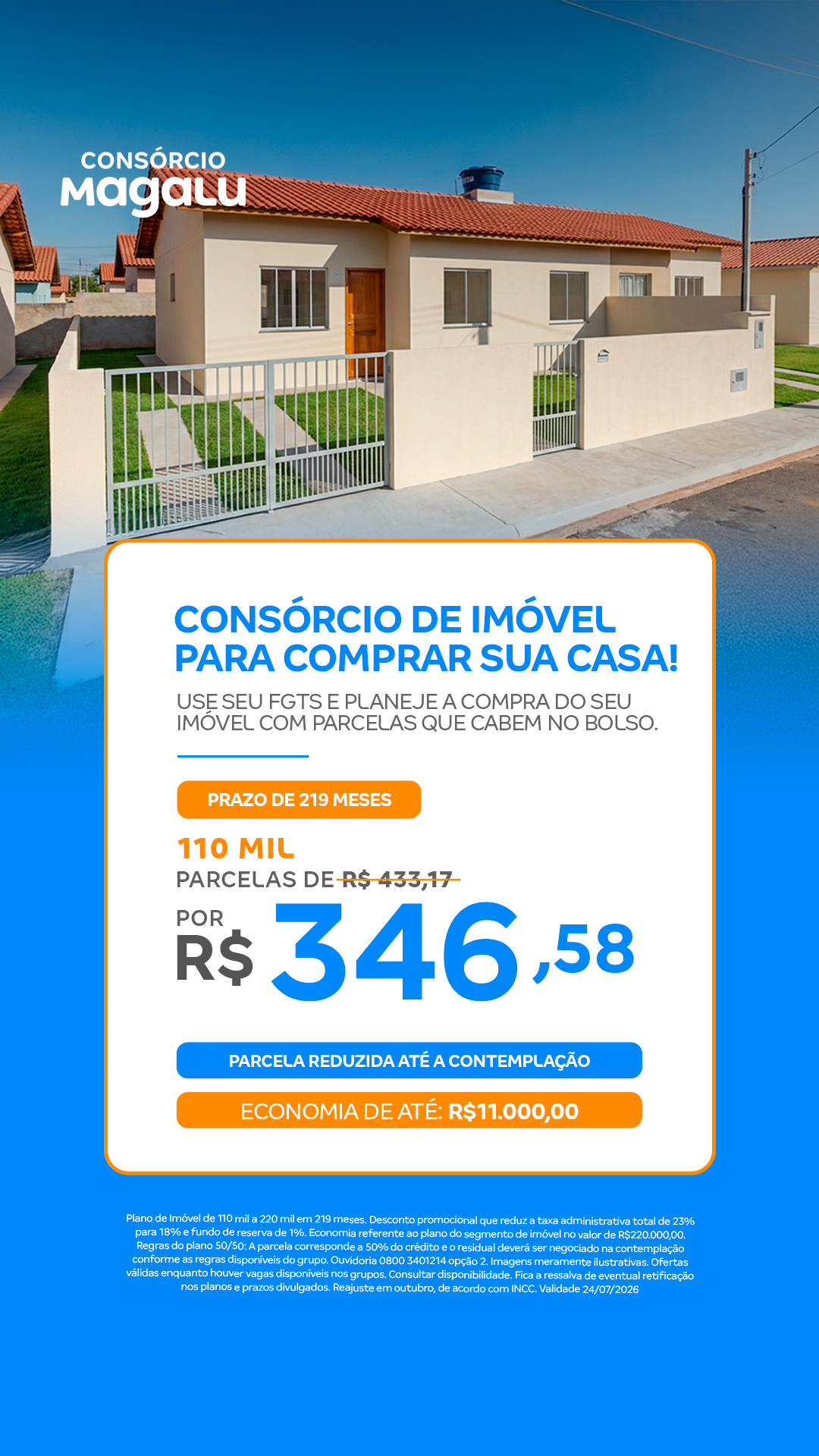 Consórcio Magalu Facebook ad from Jul 3, 2026
