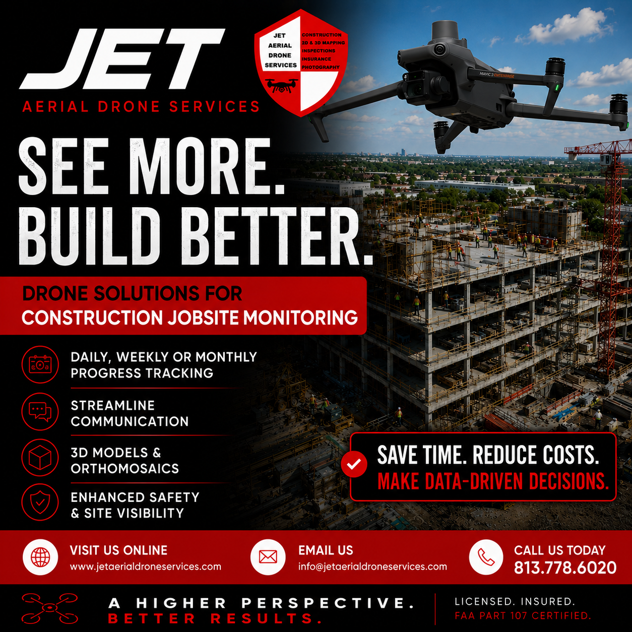 JET Aerial Drone Services, LLC Facebook ad: From Commercial Jobsite Inspections, Drone 2D & 3D…