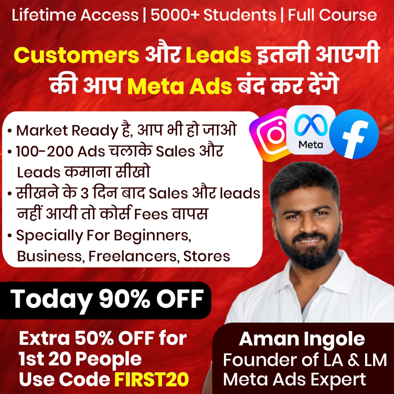 Learnopedia Academy Facebook ad: 90% + 50% OFF - Meta Ads Secret For sales & Leads