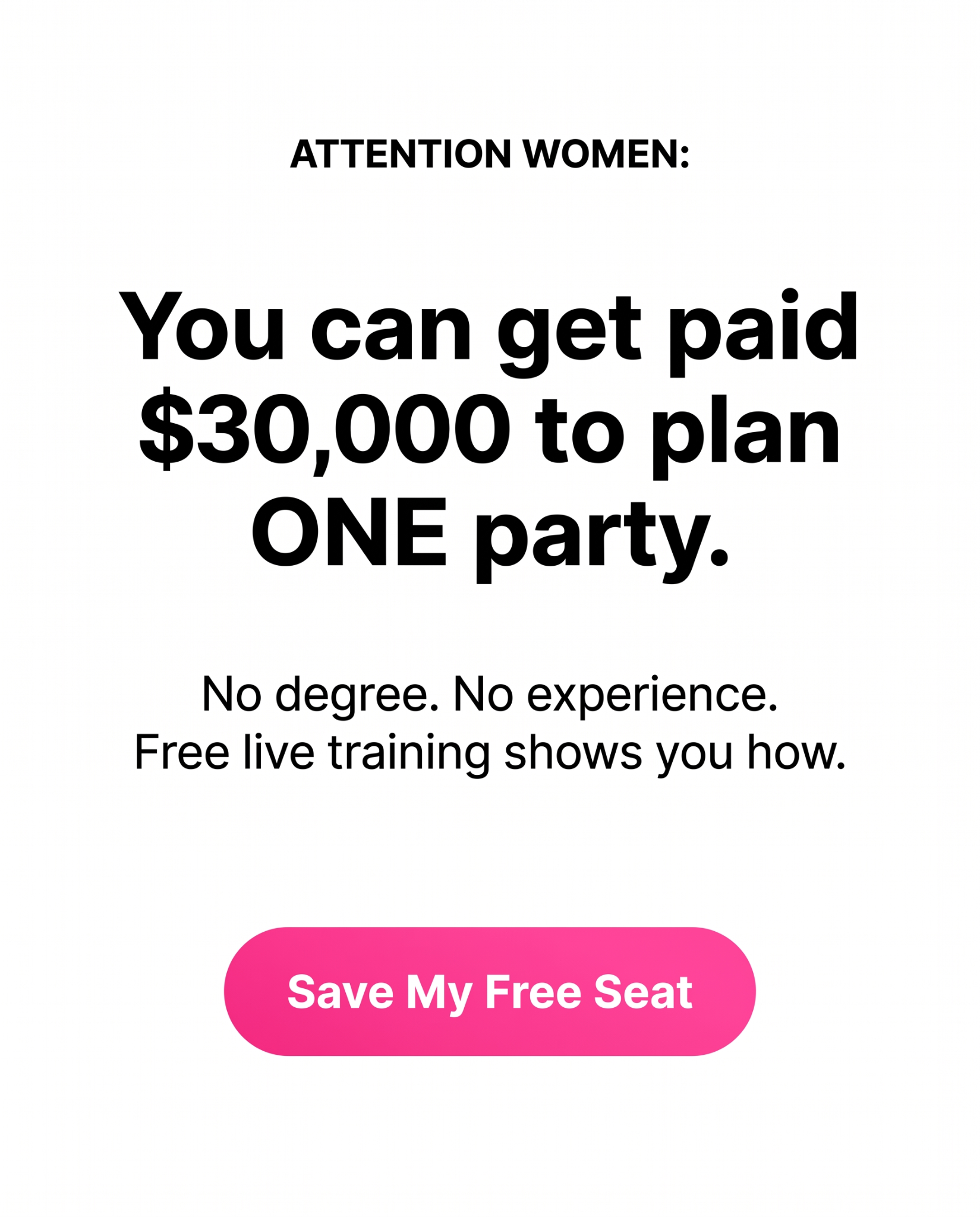 Ezpz Party Planning Mentorship Facebook ad