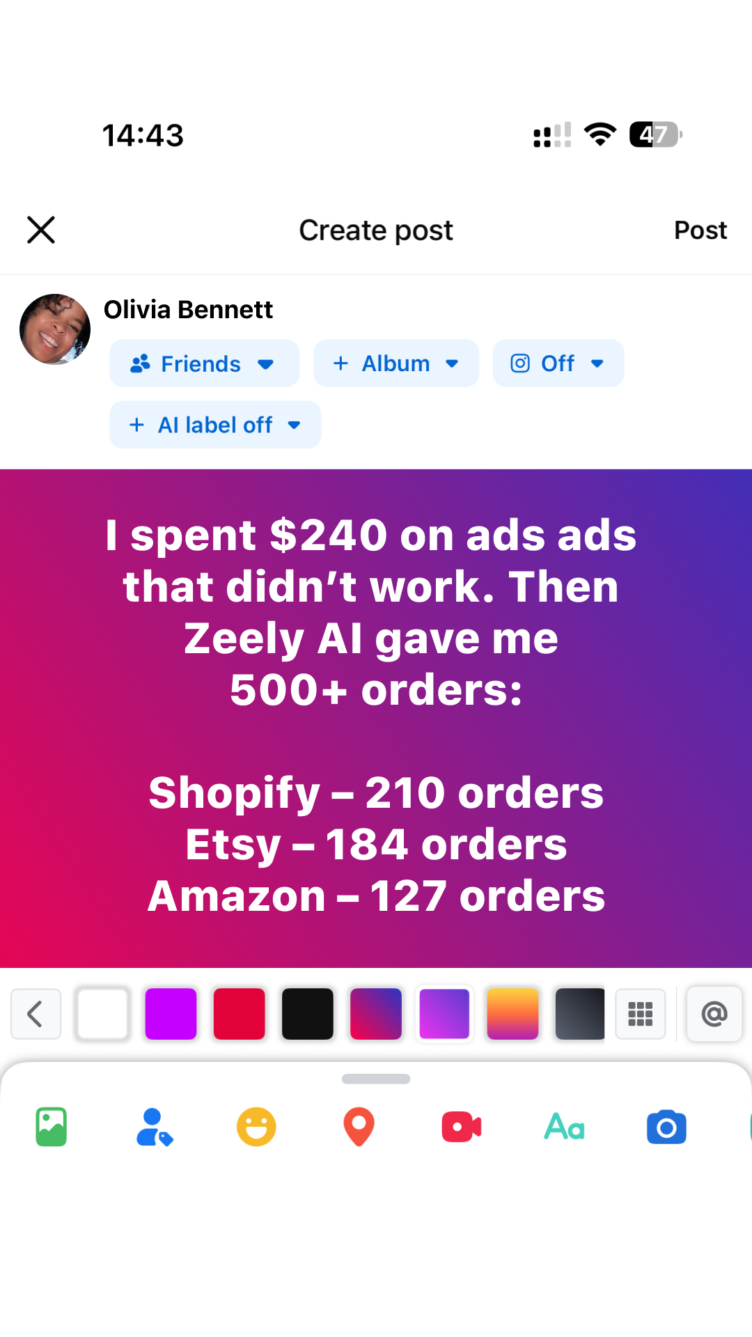 Zeely Facebook ad