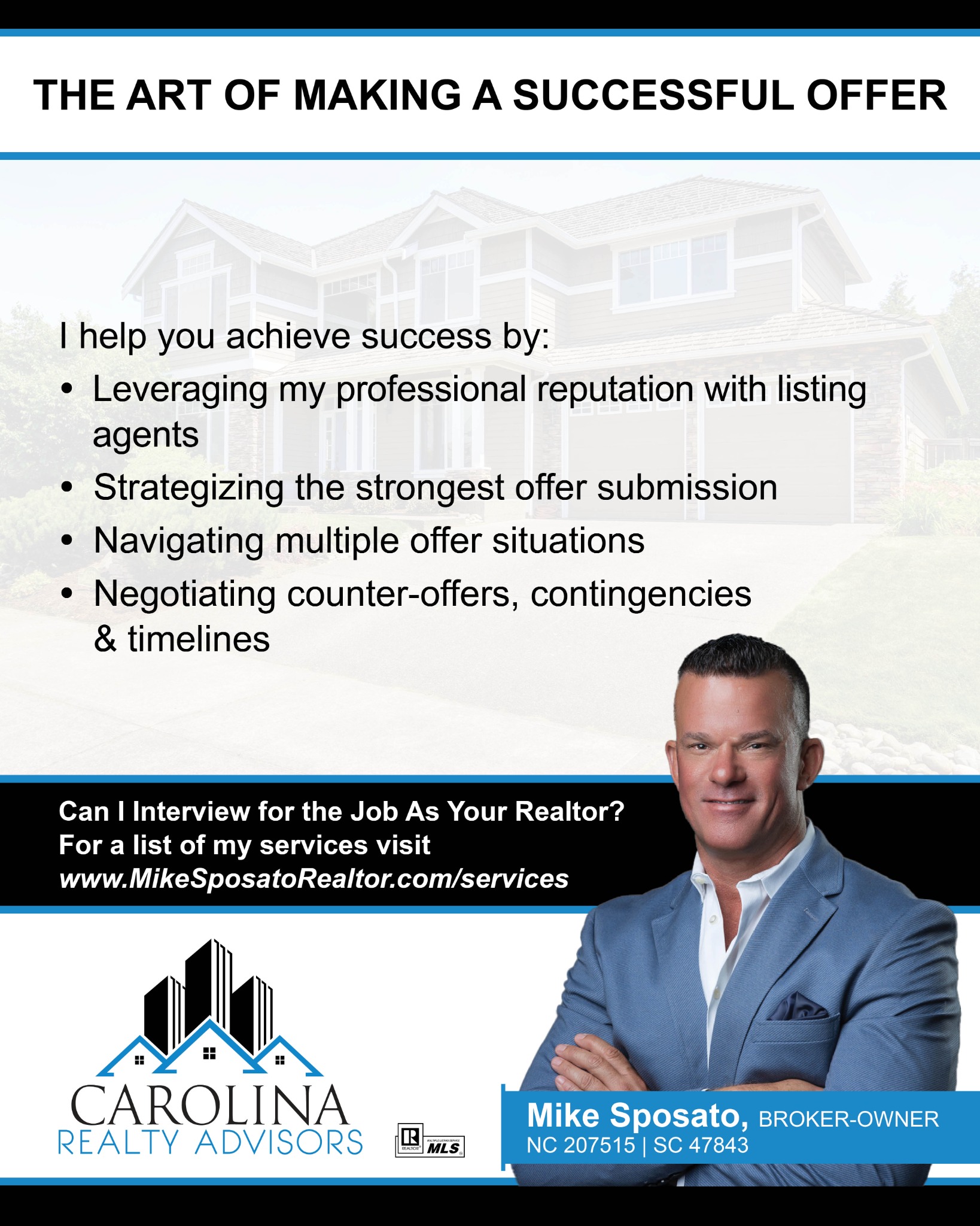 Mike Sposato, Realtor Facebook ad: Message or Call (704) 619-7070