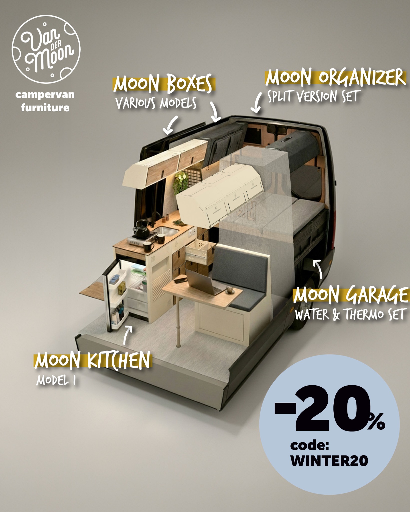 Van Der Moon Facebook ad: -20% on everything.