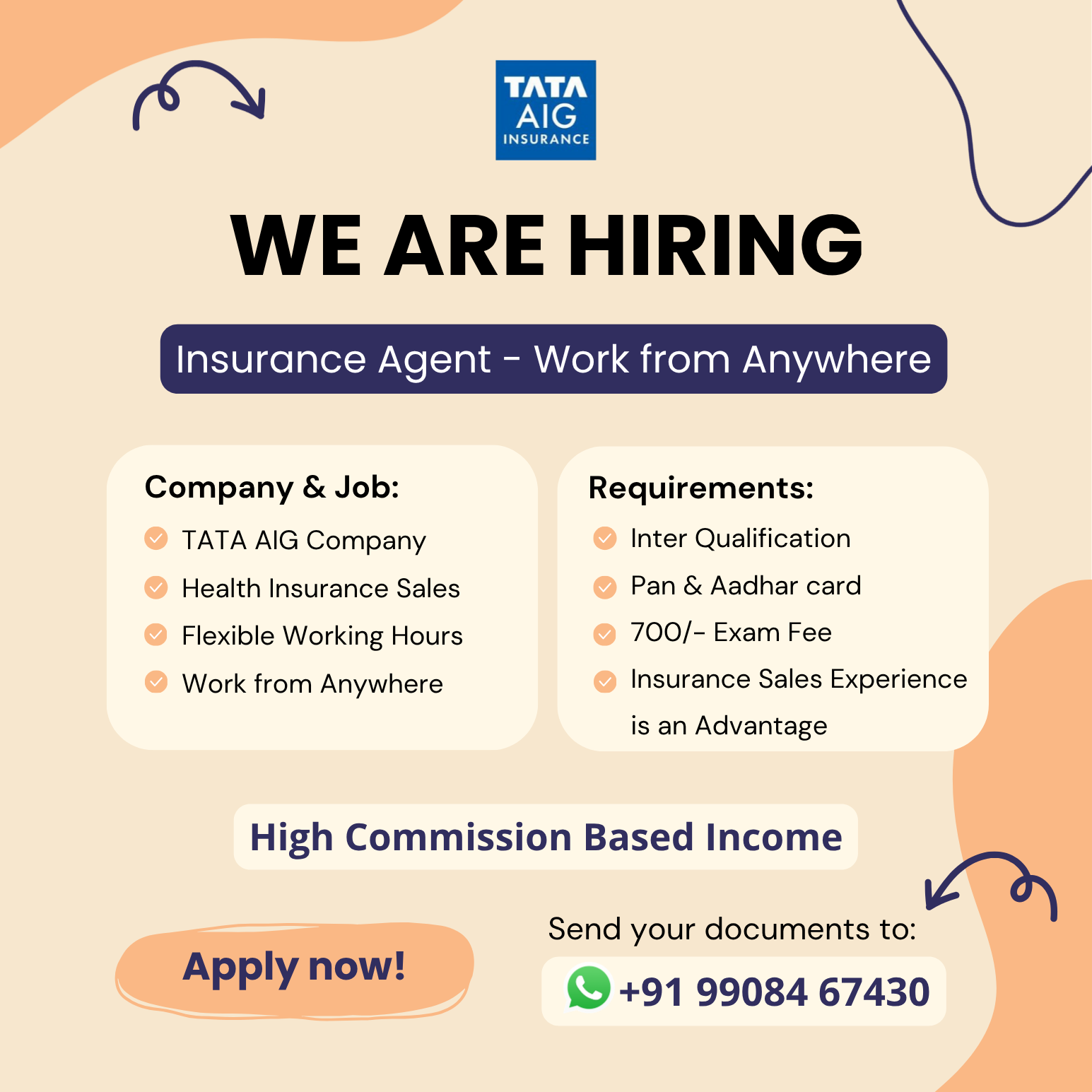 Vishwamatre Facebook ad: TATA AIG లో Work From Home Job