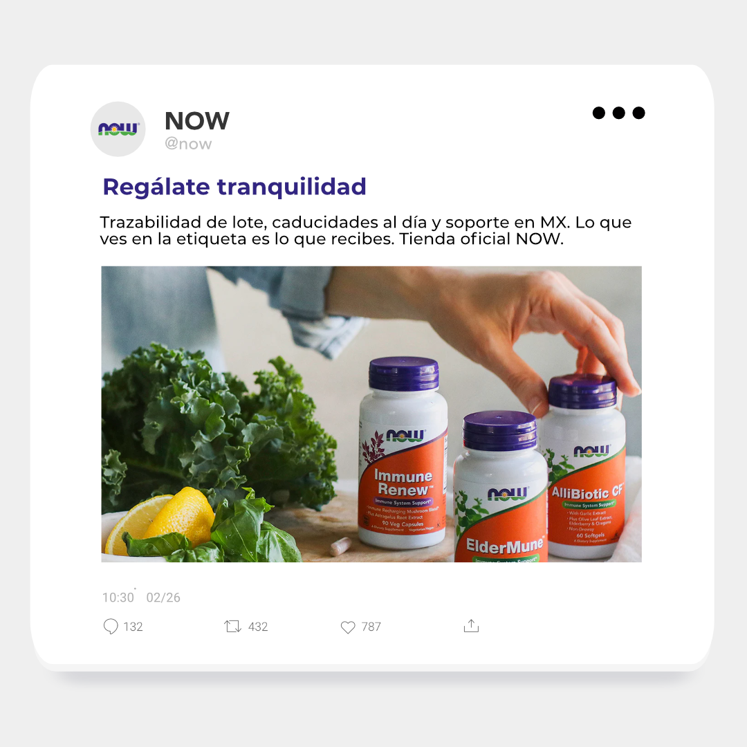 Now Foods México Facebook ad: Calidad real