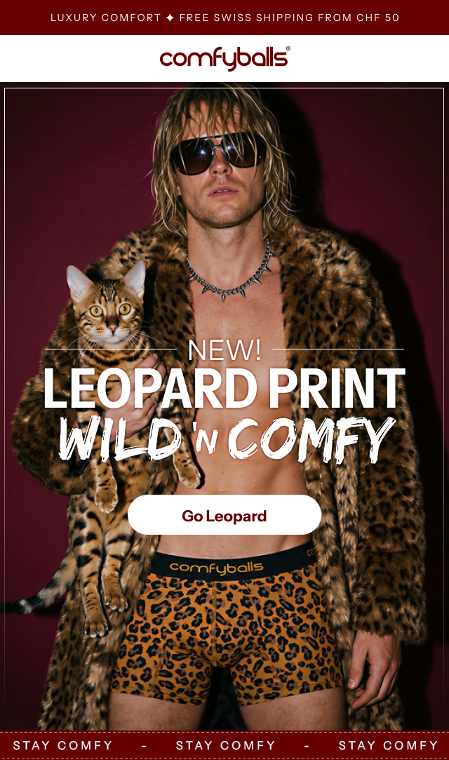 Comfyballs CH Facebook ad: New drop: Wild ’n Comfy