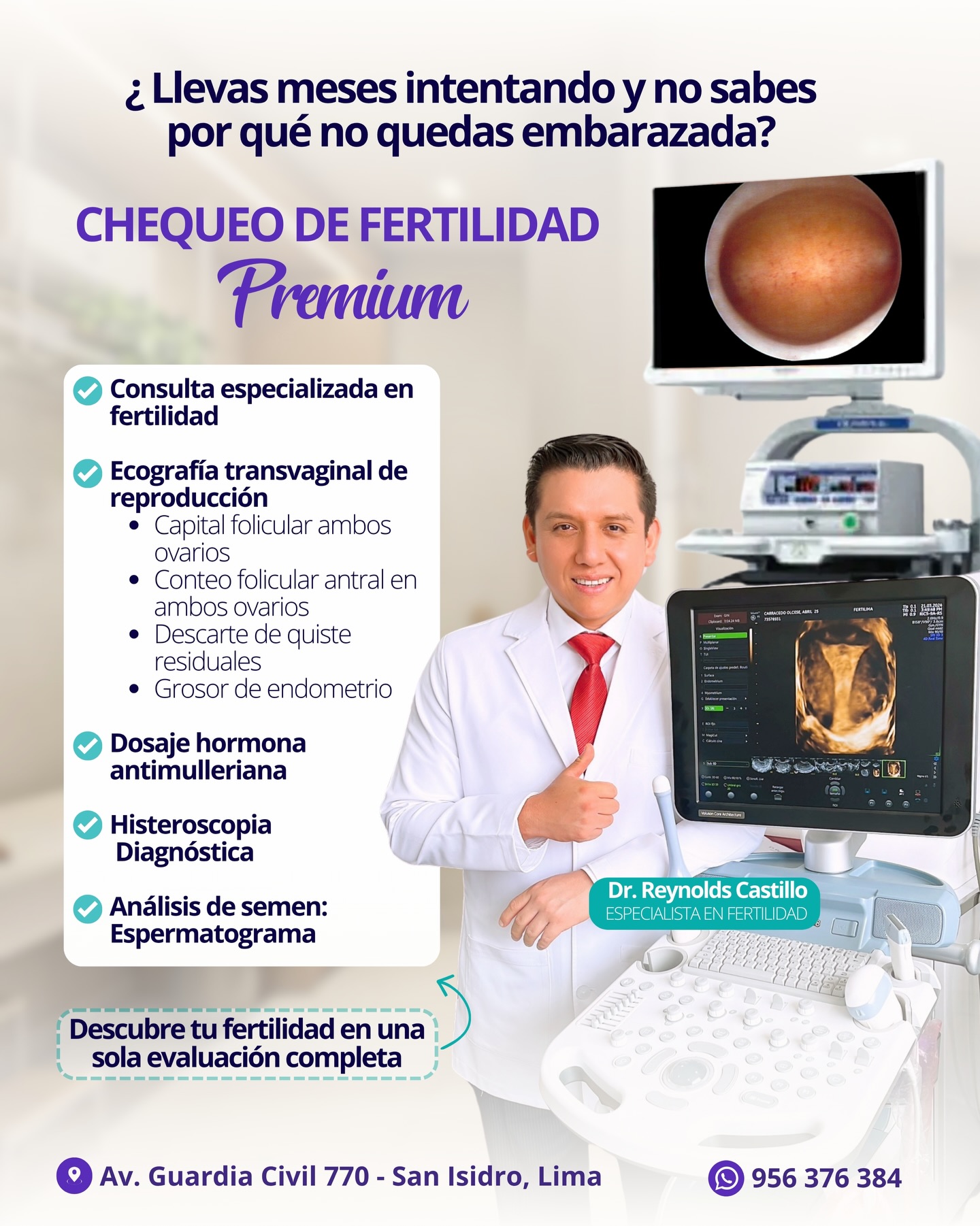 Dr. Reynolds Castillo - Ginecólogo Infertólogo Facebook ad: ¿Llevas tiempo intentando quedar embarazada y no sabes…