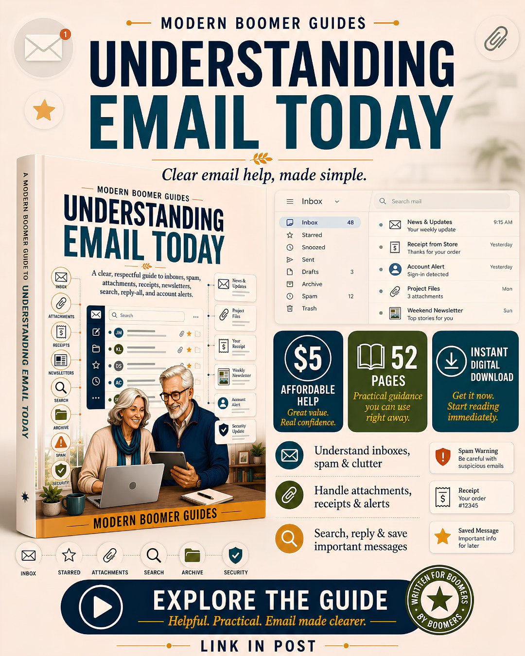 Modern Boomer Guides Facebook ad: New guide now available: Understanding Email Today.