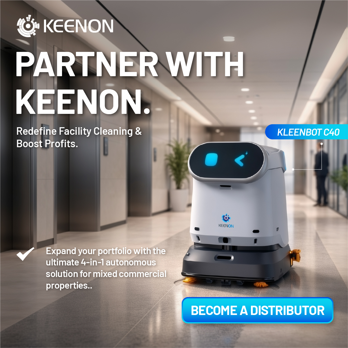 Keenon Robot Facebook ad: Become a Robotics Distributor in Finland