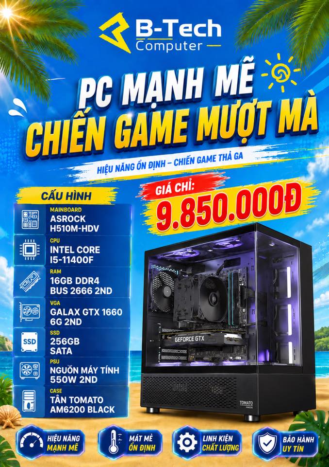 B-Tech Computer - Pc Gaming Workstation Facebook ad: CHỈ TỪ 9TR NHẬN PC HÀNG HIỆU
