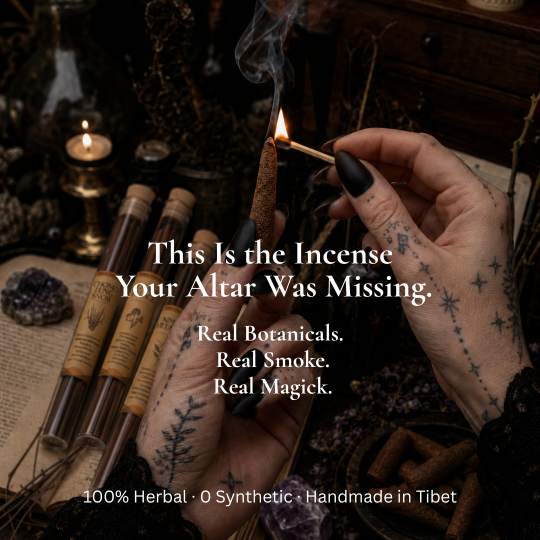 Lhasa Remedy - Handrolled Tibetan Incense Facebook ad: Before the Spell, Feed the Smoke