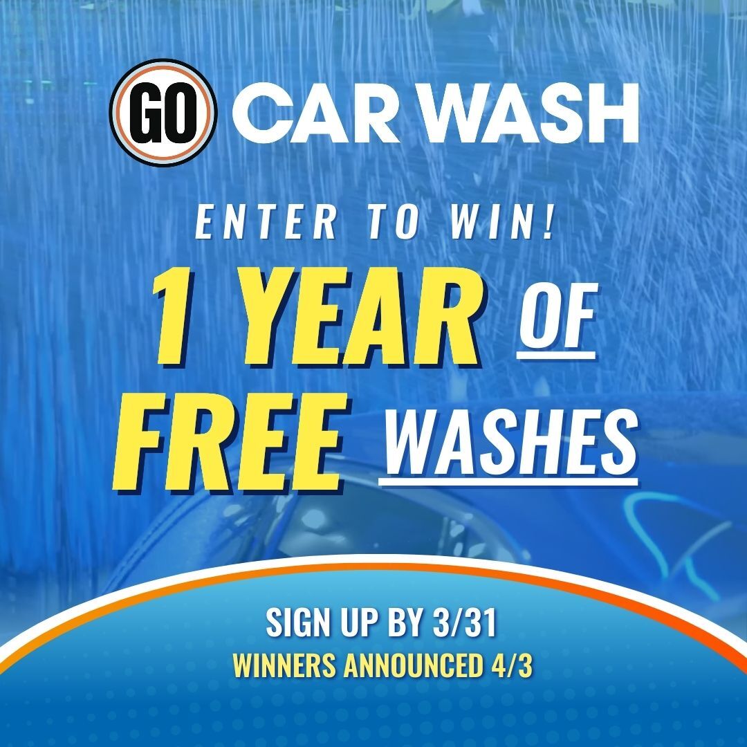 GO Car Wash Facebook ad: WIN A YEAR OF FREE CAR WASHES!