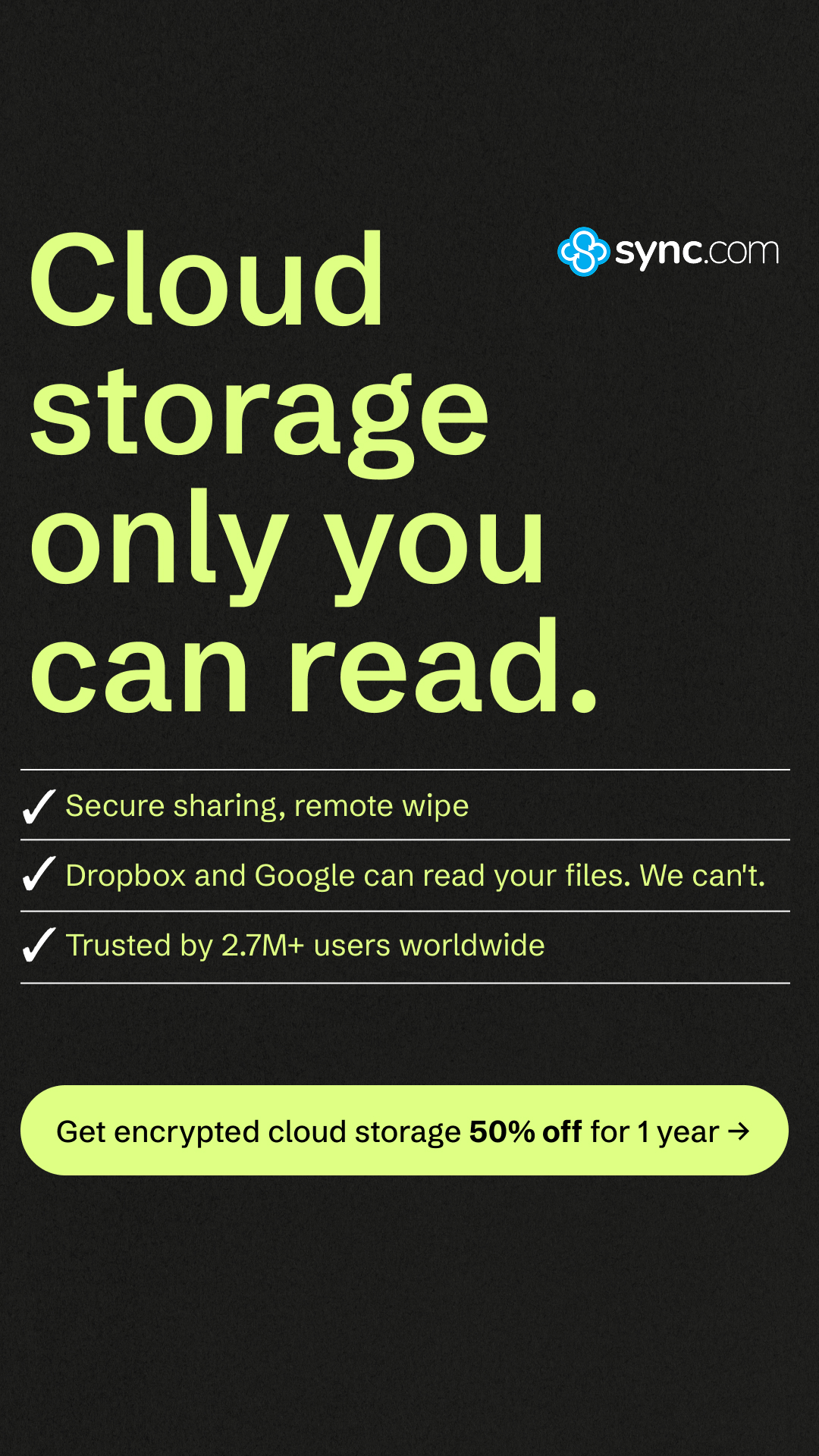 Sync.com Facebook ad