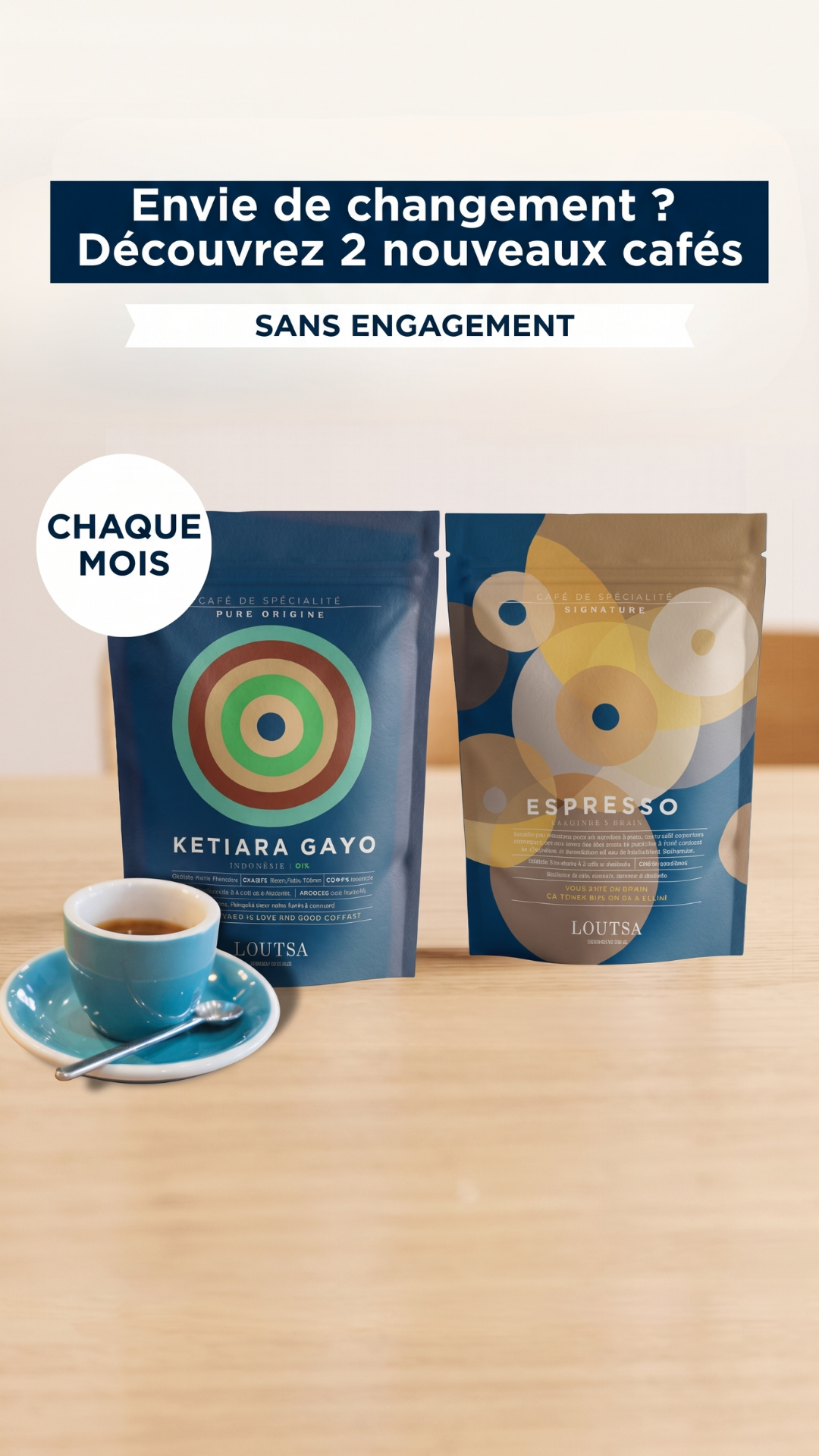 Loutsa Torréfacteur Facebook ad: L'abonnement contre la routine du matin