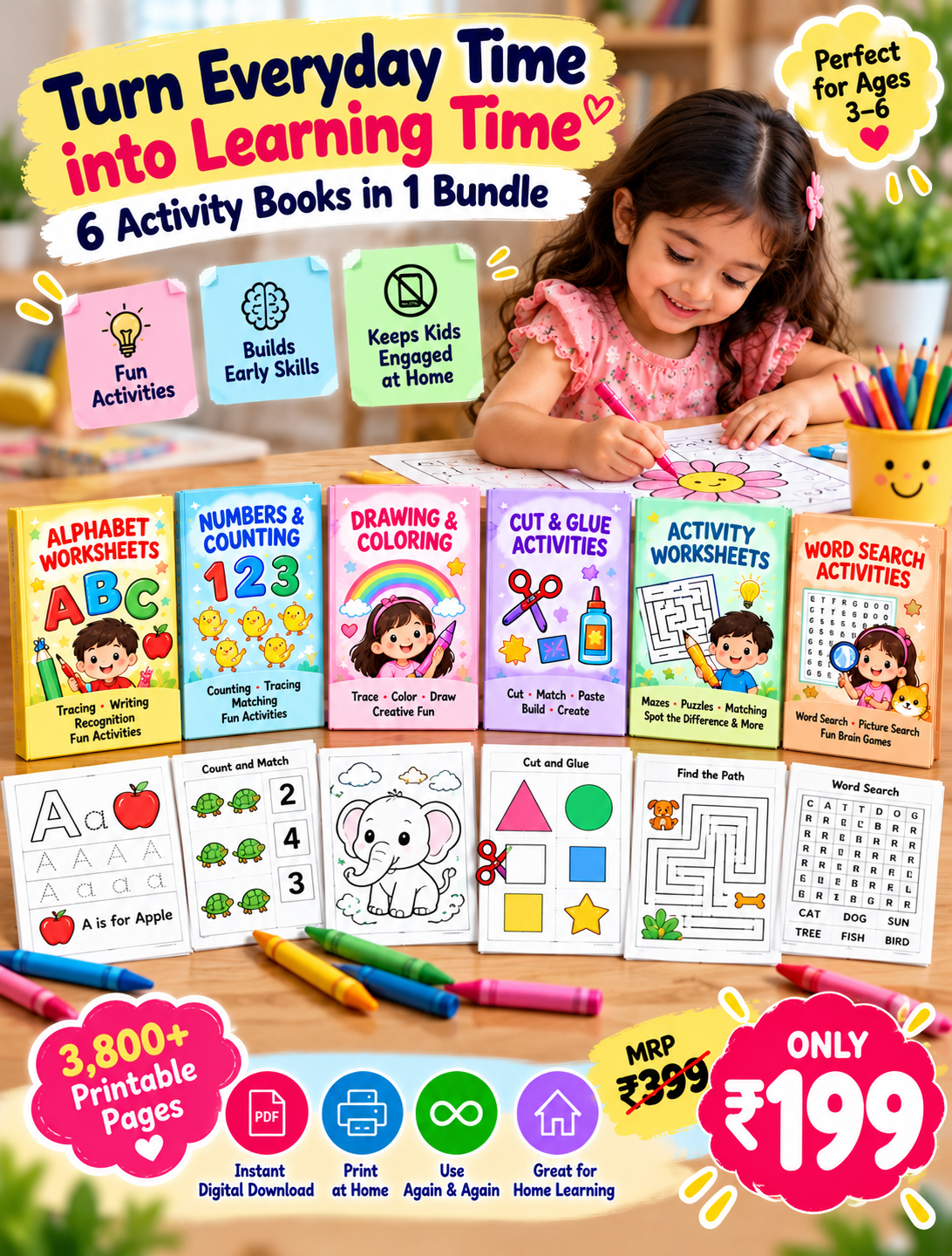 JashnKit Facebook ad: 6 Kids Activity Books for Just ₹199