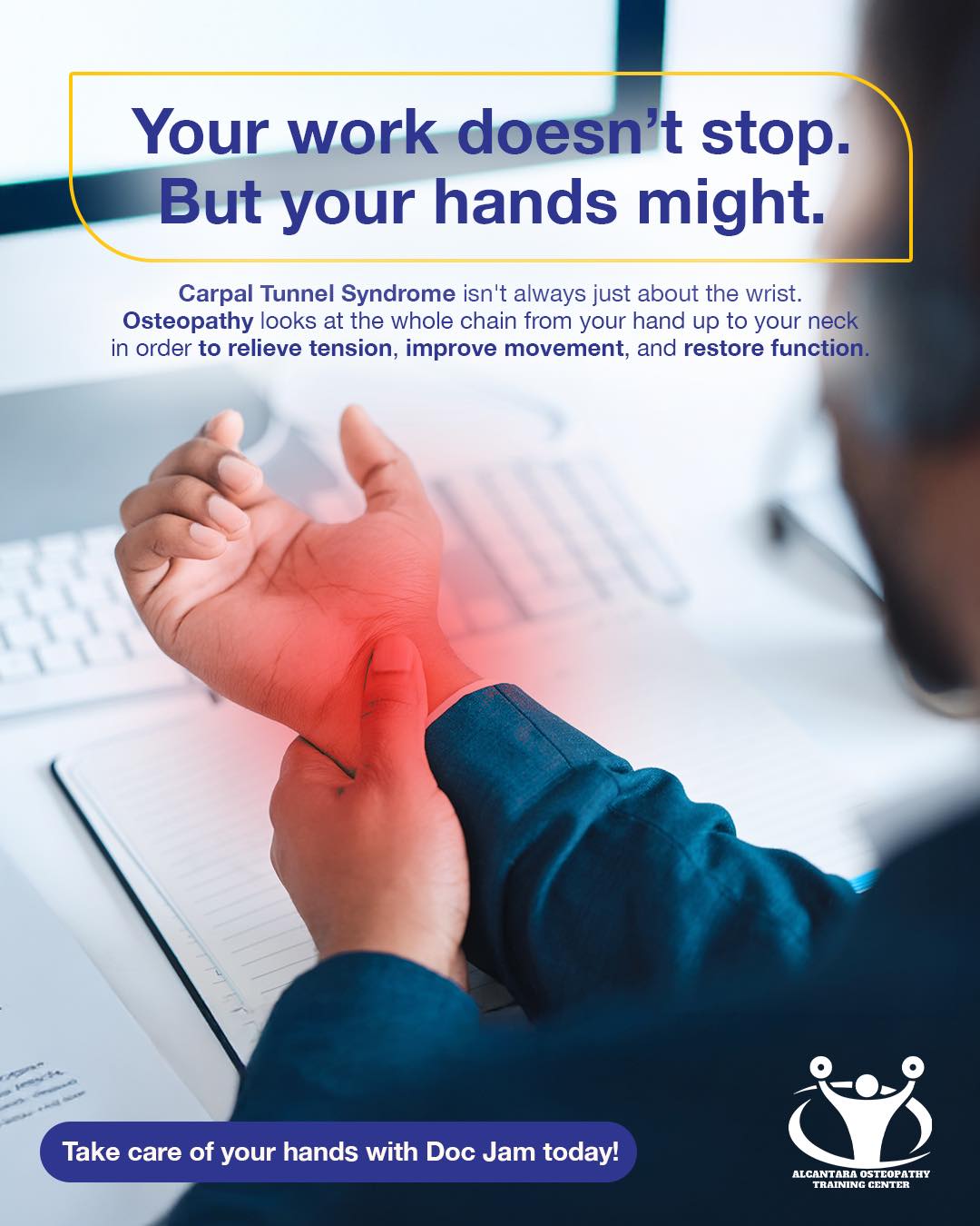 Dr. Jam Alcantara, Osteopath, Naprapath Facebook ad: Tingling, numbness, weakness in your hands?
