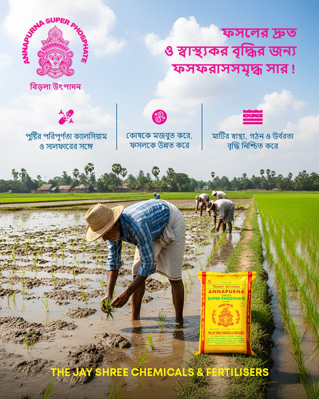 The Jayshree chemicals & Fertilisers Facebook ad: শুধু বৃদ্ধি নয়, চাই স্থায়ী উন্নয়ন-মাটি ও ফসল…