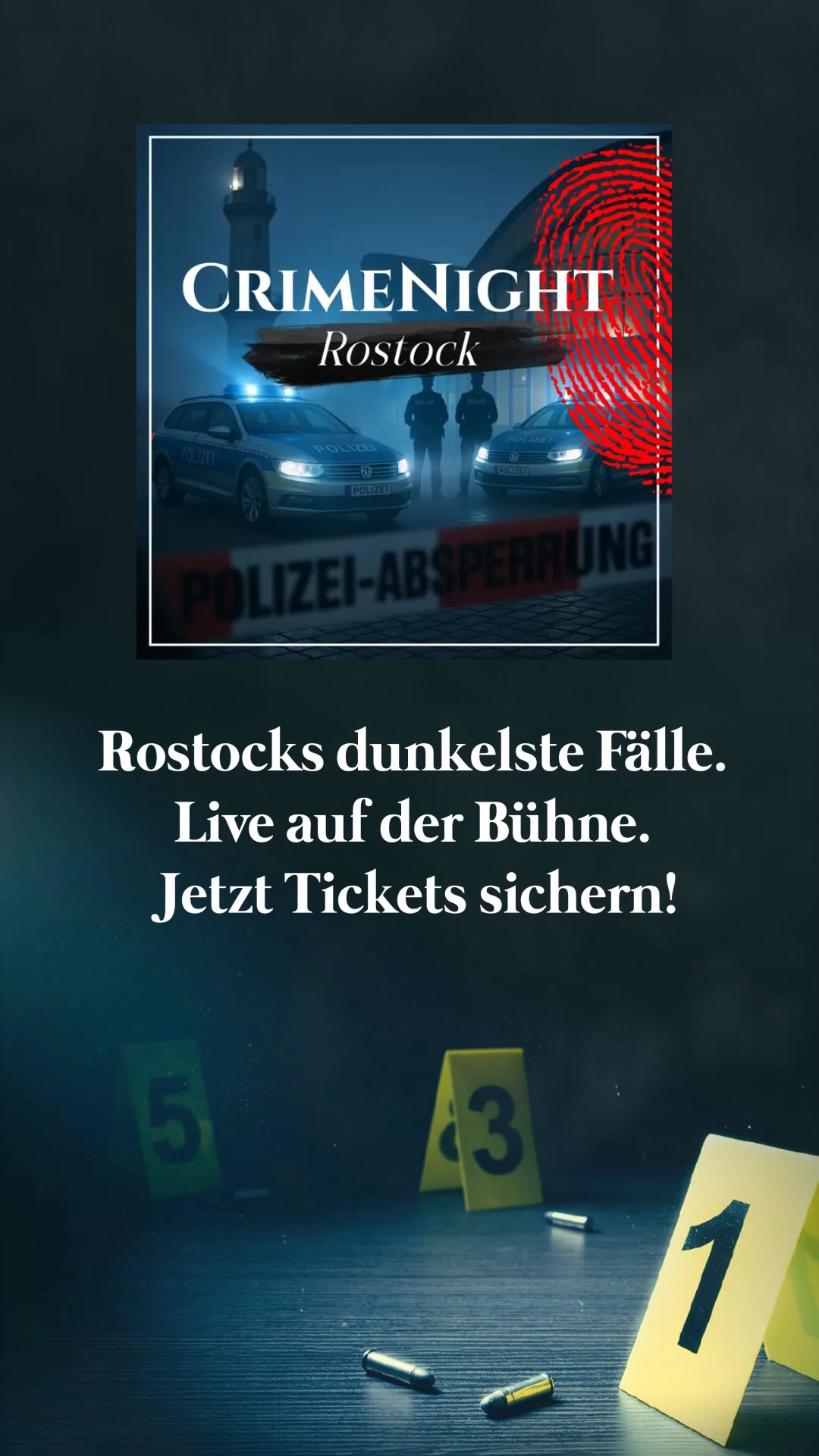 CrimeNight Events Facebook ad: True Crime Night in Rostock