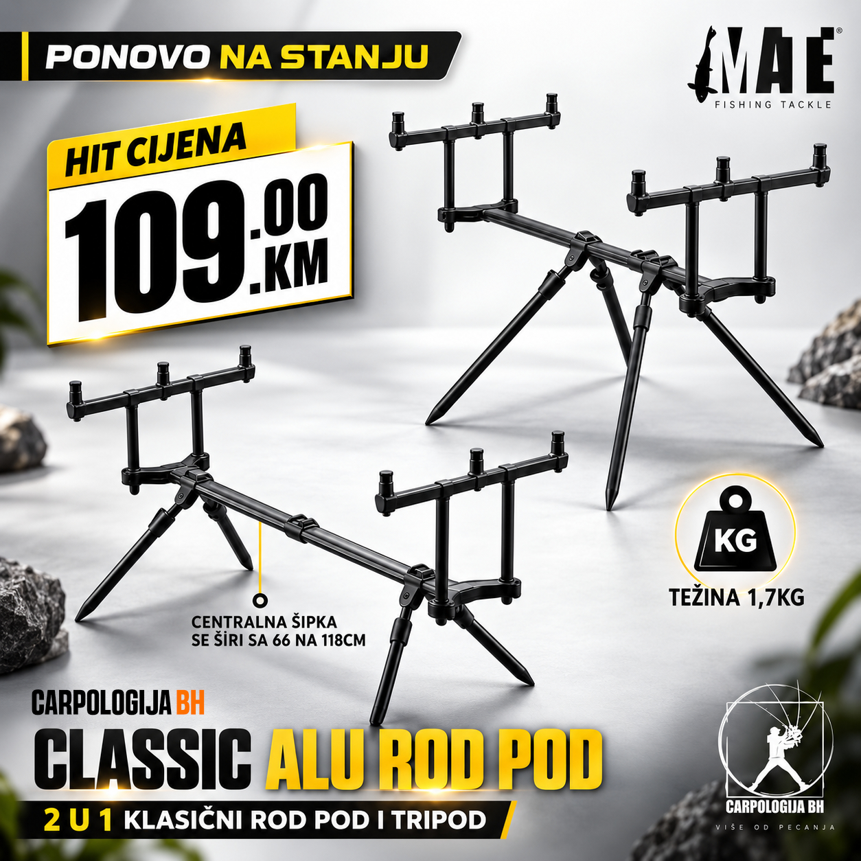 Carpologija BH Facebook ad: MT12088 MATE Classic Alu. Rod Pod 3 Rods | Carpologija BH