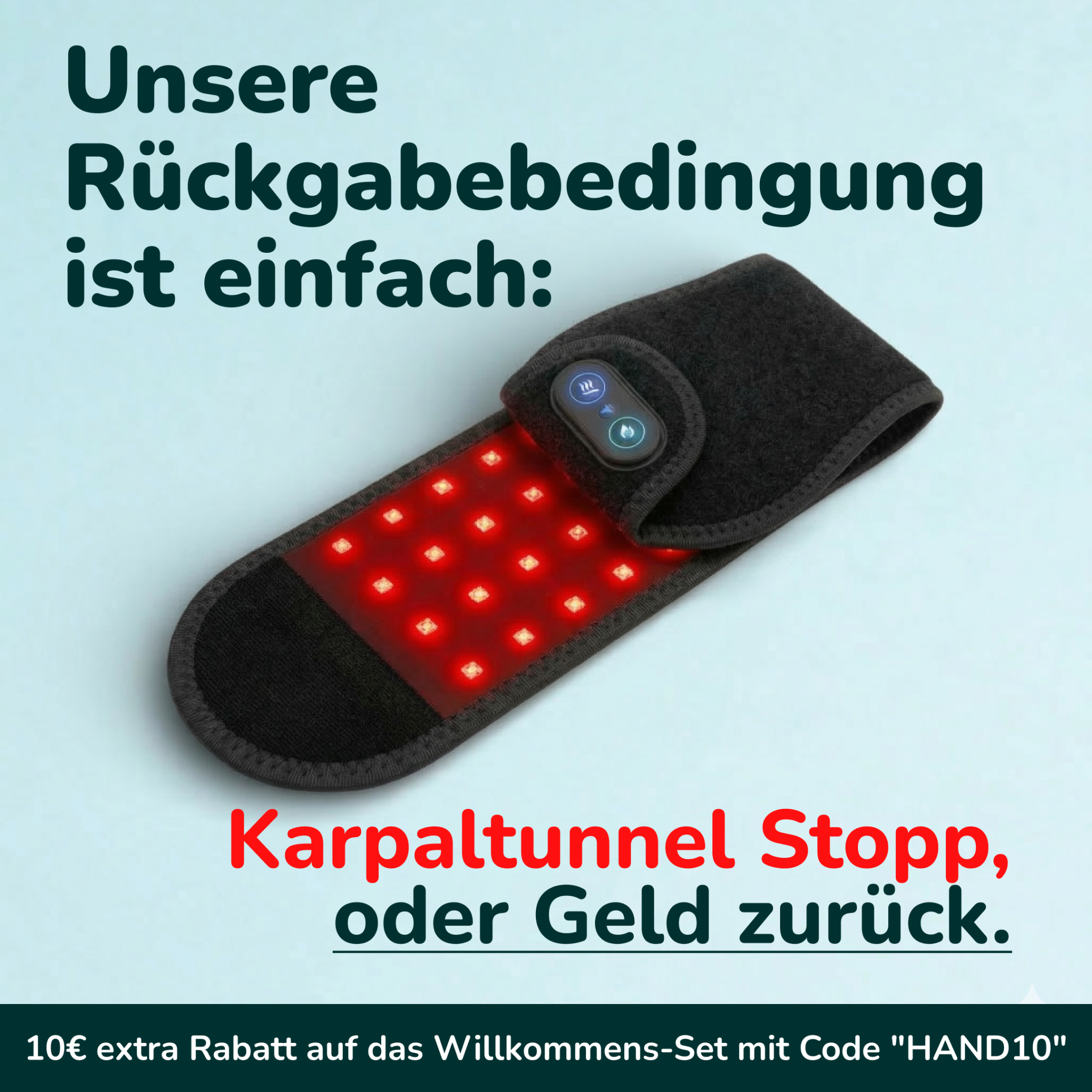 Karpaltunnel Schmerzfrei Facebook ad: 10€ extra Rabatt Code HAND10