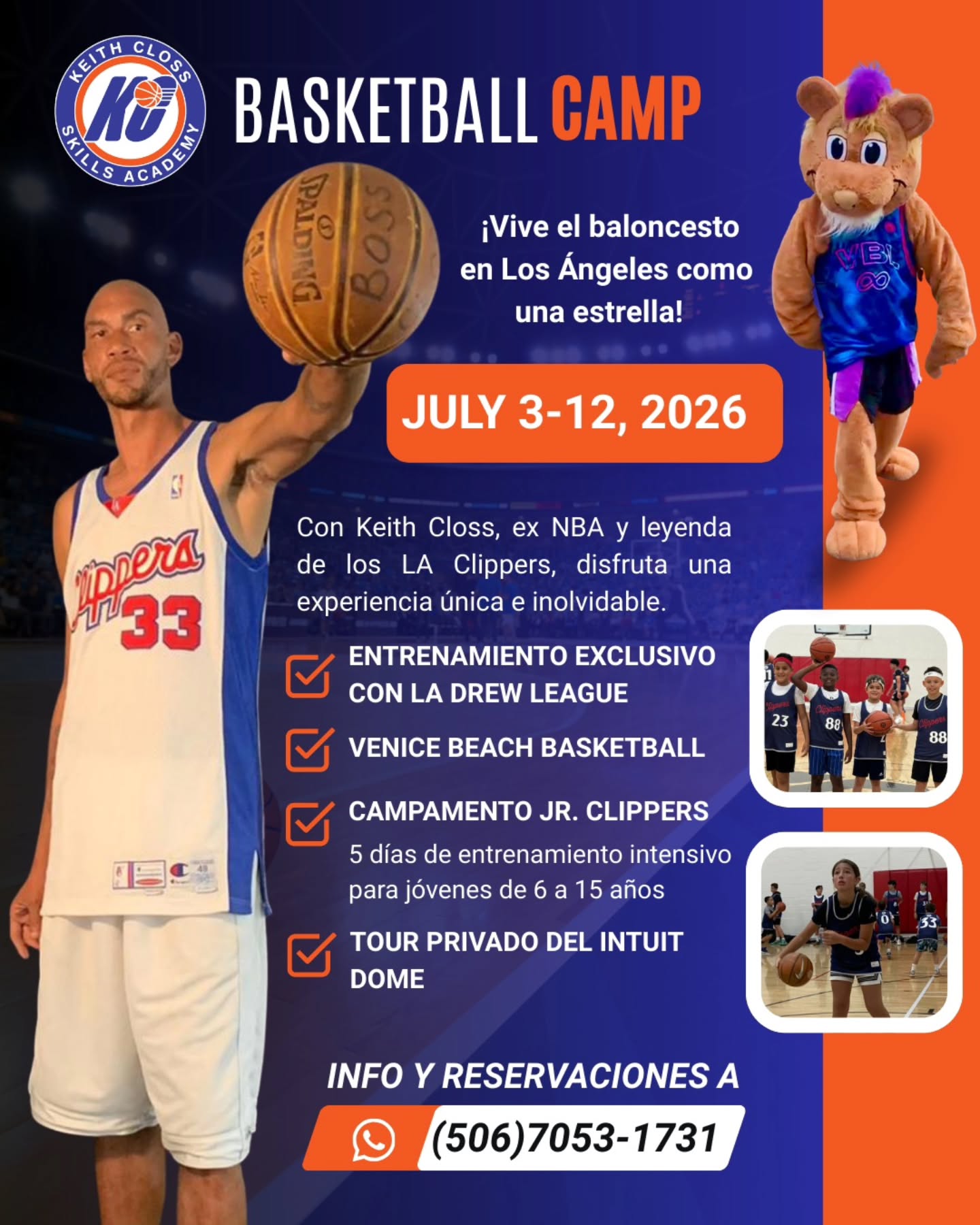 Keith Closs Skills Academy Facebook ad: ¡Vive el baloncesto en Los Ángeles como una…